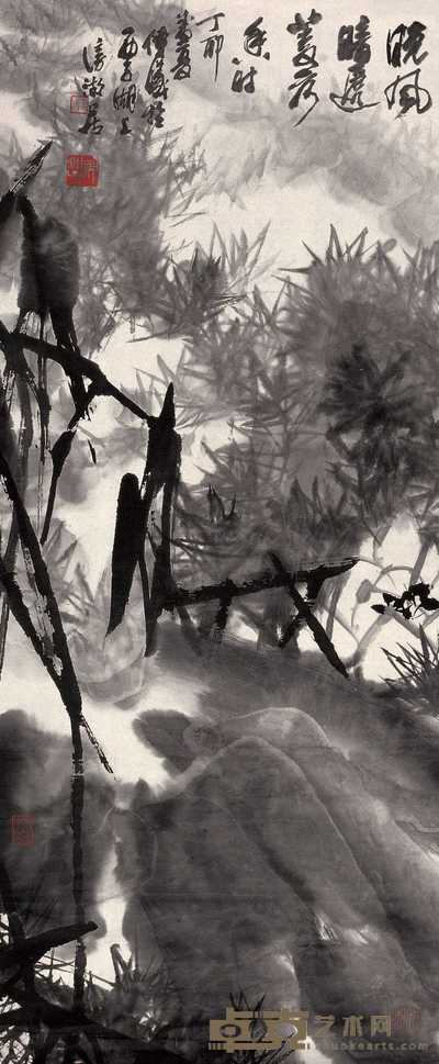 舒传曦 丁卯(1987年)作 夏日菱荷 镜心 82×34cm